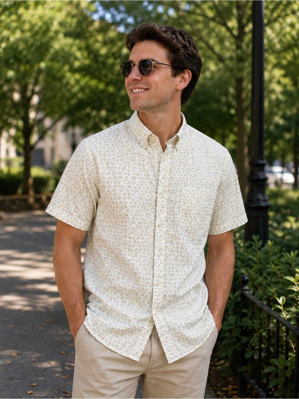 Banana Republic Standard Fit Floral Print Button-Down Shirt XL
